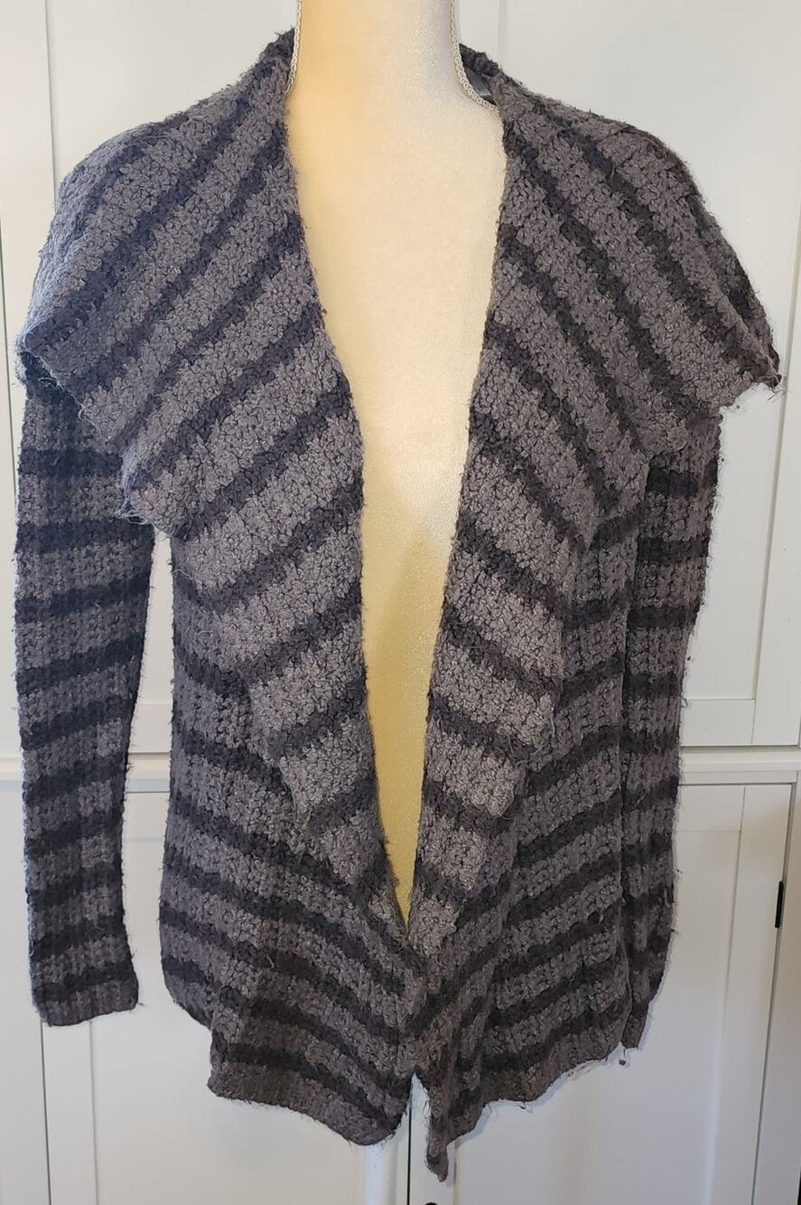 LOFT Lounge 2 Toned Gray Ribbed Chunky Knit Wide Collar Sweater XS